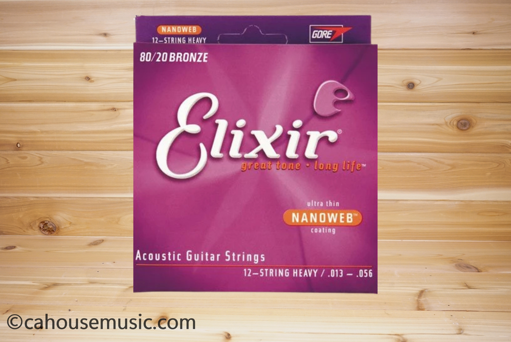 Elixir 80/20 Bronze Nanoweb 12-String Acoustic Guitar Strings Light