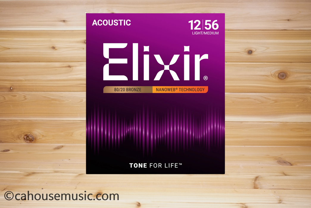 Elixir 80/20 Bronze Nanoweb Acoustic Guitar Strings Custom Light