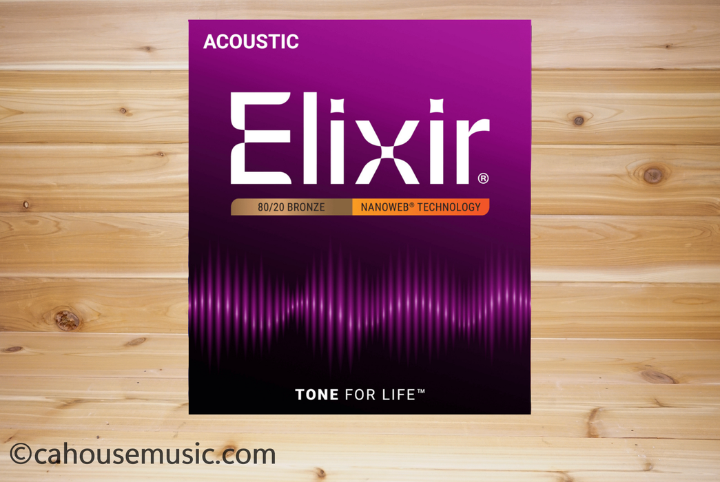 Elixir 80/20 Bronze Nanoweb Acoustic Guitar Strings Light-Medium