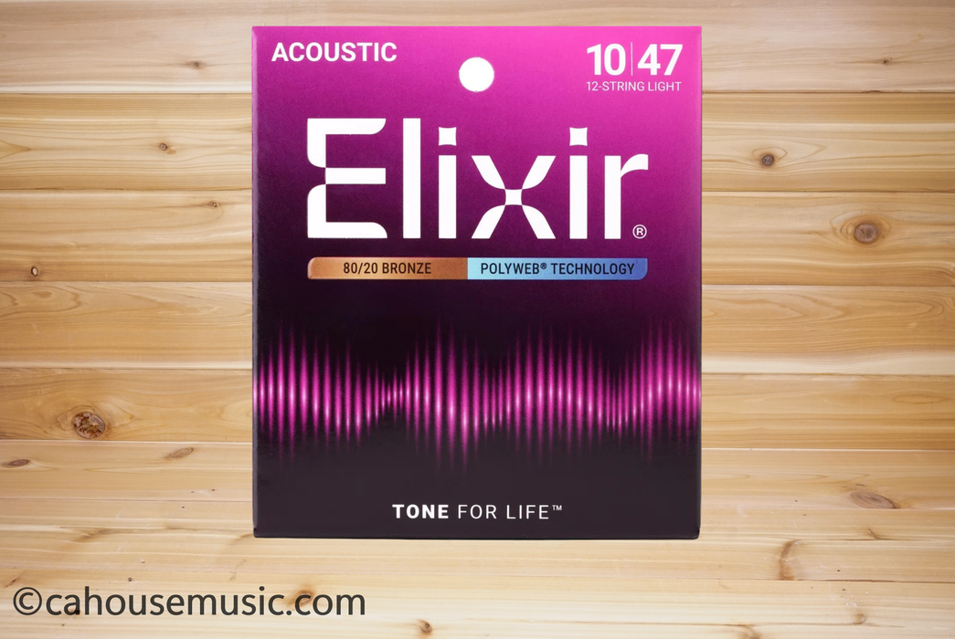 Elixir 80/20 Bronze with POLYWEB Coating Light 12-String Acoustic Guitar Strings