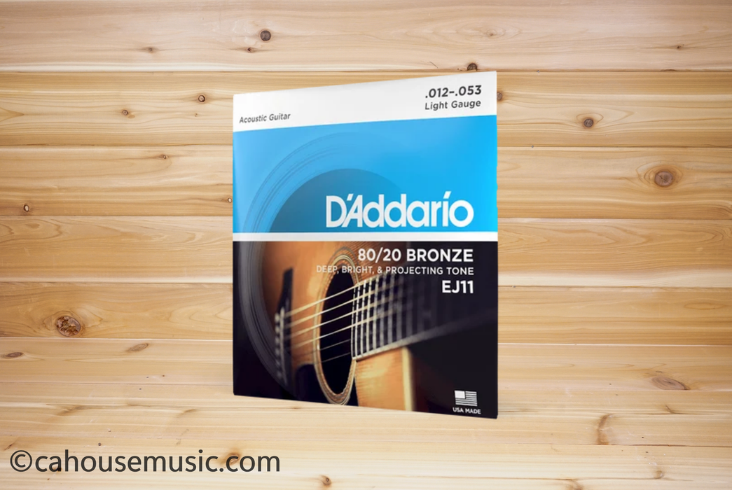 D'Addario EJ11 80/20 Bronze Acoustic Guitar Strings, Light 12-53