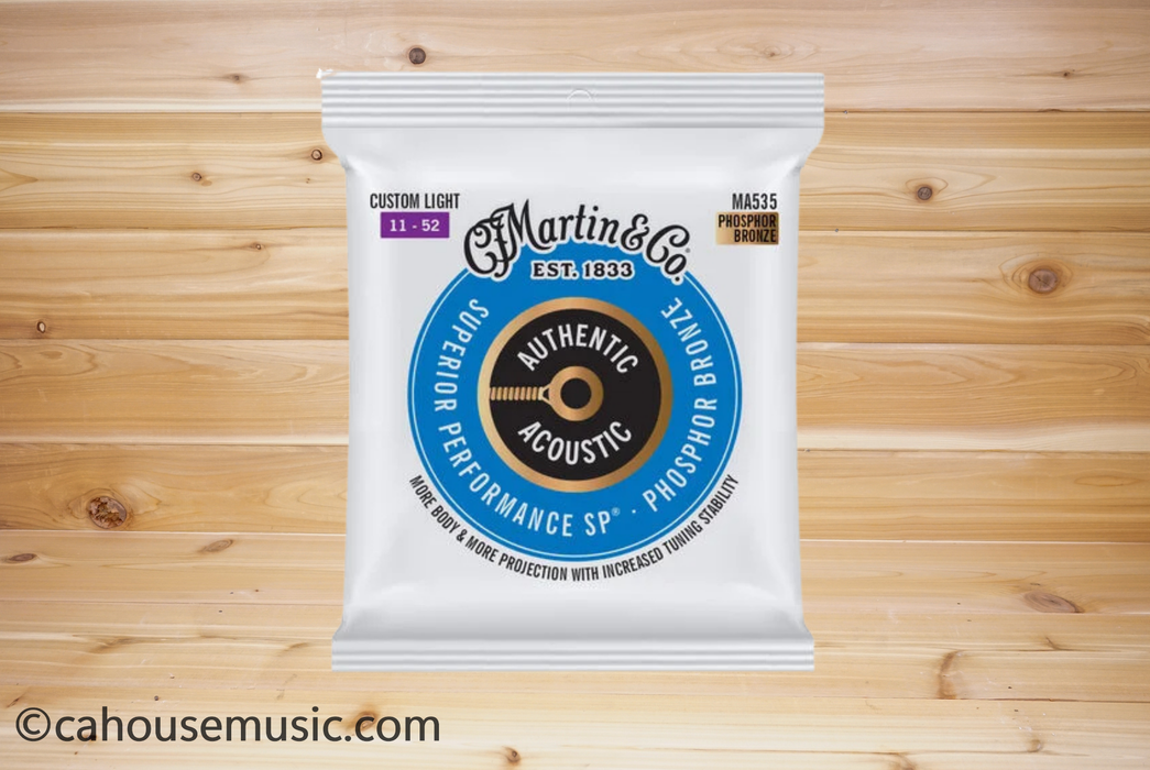 Martin MA535 Authentic Acoustic SP 92/8 Phosphor Bronze Guitar Strings Custom Light
