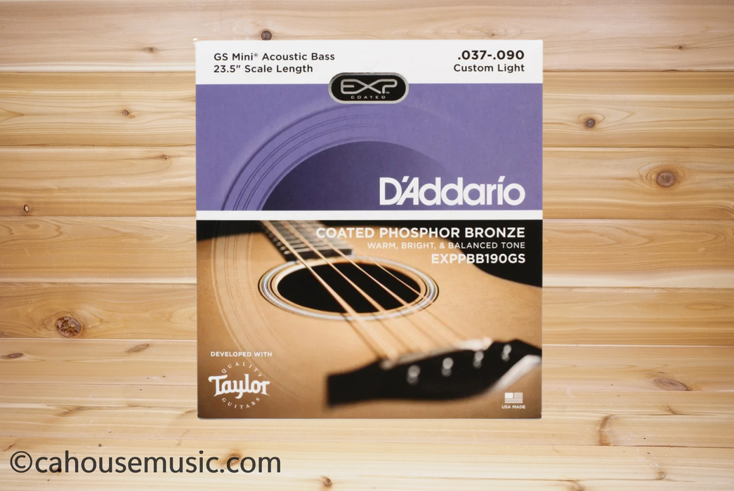 D'Addario EXPPBB190GS EXP Coated Phosphor Bronze Acoustic Bass Strings for Taylor GS Mini