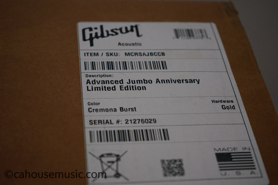 Gibson Advanced Jumbo 100 Year Anniversary - Limited Edition Acoustic-Electric Guitar - Cremona Burst