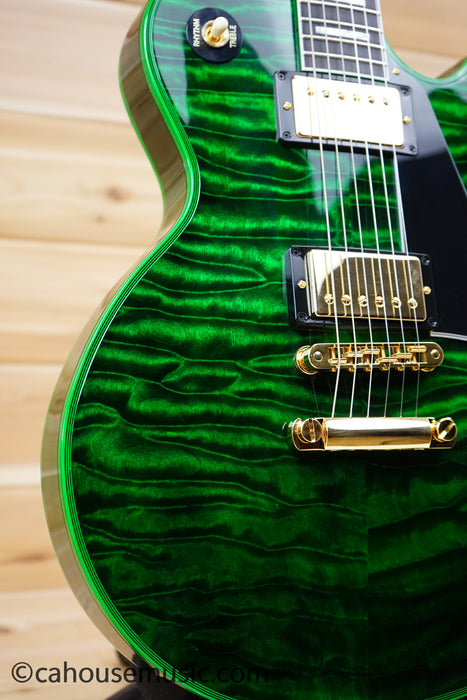 Gibson Custom Shop Les Paul Custom Figured 7A Quilt Top - Green Widow - The Hulk