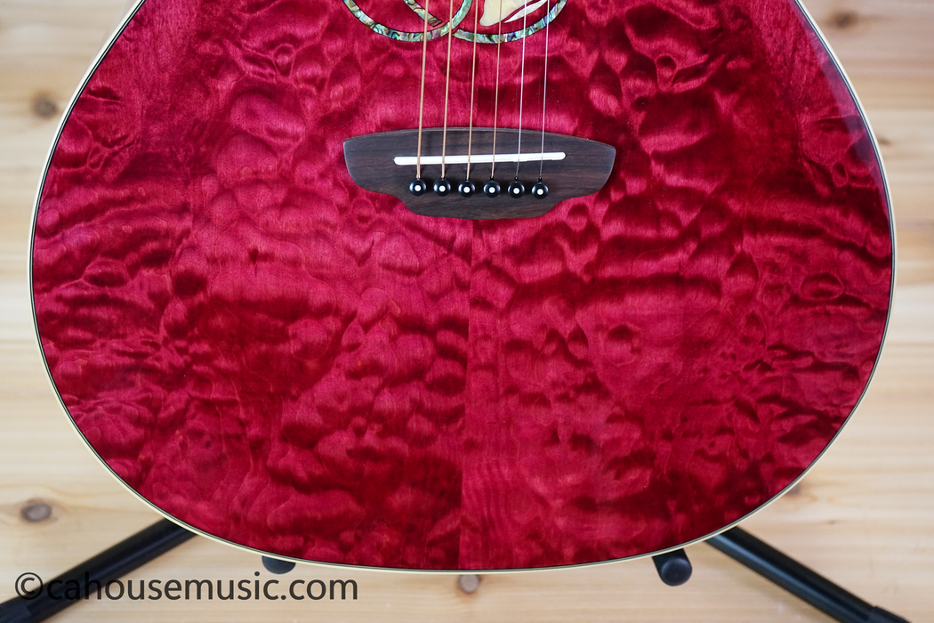 Luna Flora Lotus Grand Auditorium Acoustic-Electric Guitar Trans Shiraz w/ Quilt Maple Used
