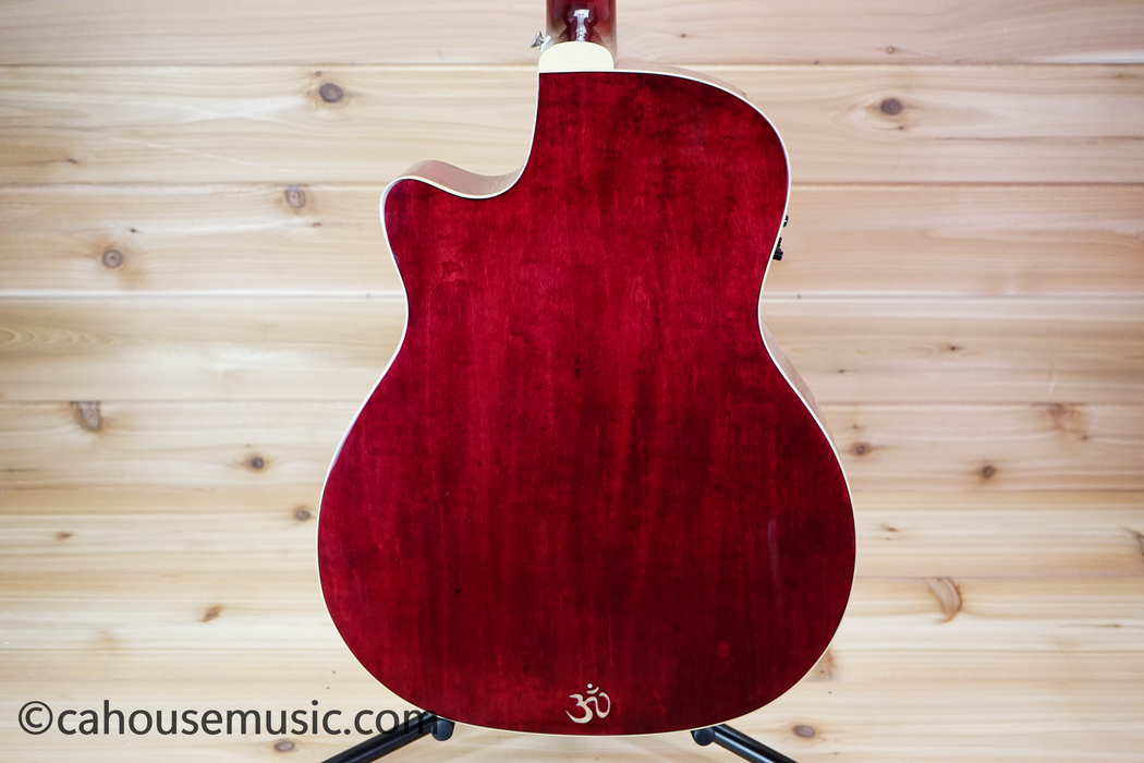 Luna Flora Lotus Grand Auditorium Acoustic-Electric Guitar Trans Shiraz w/ Quilt Maple Used