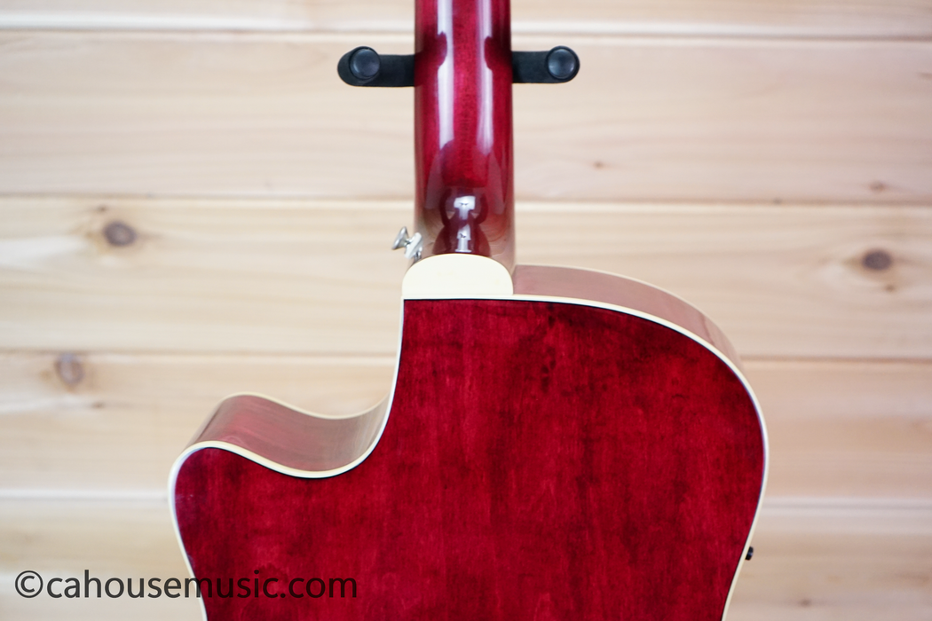 Luna Flora Lotus Grand Auditorium Acoustic-Electric Guitar Trans Shiraz w/ Quilt Maple Used
