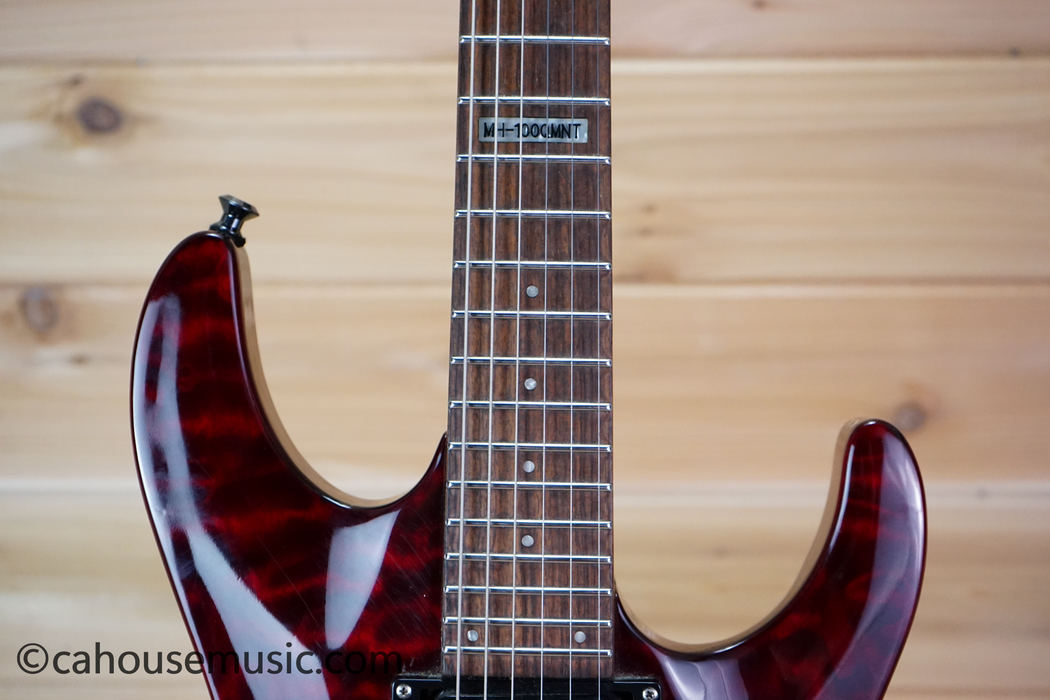ESP LTD MH-100QM NT See Thru Black Cherry Electric Guitar Used