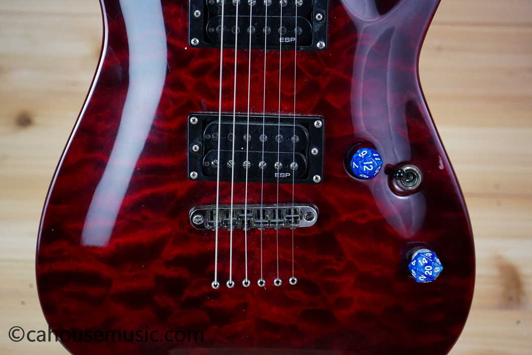 ESP LTD MH-100QM NT See Thru Black Cherry Electric Guitar Used