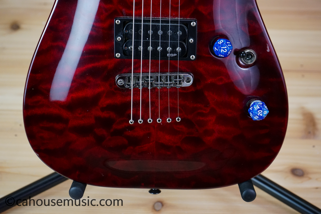 ESP LTD MH-100QM NT See Thru Black Cherry Electric Guitar Used