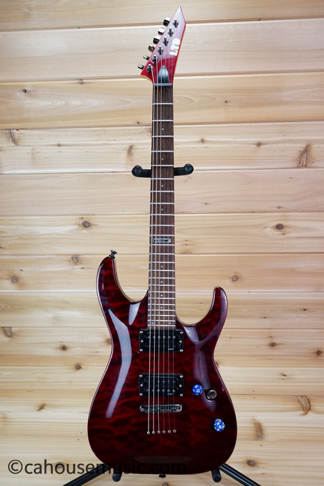 ESP LTD MH-100QM NT See Thru Black Cherry Electric Guitar Used