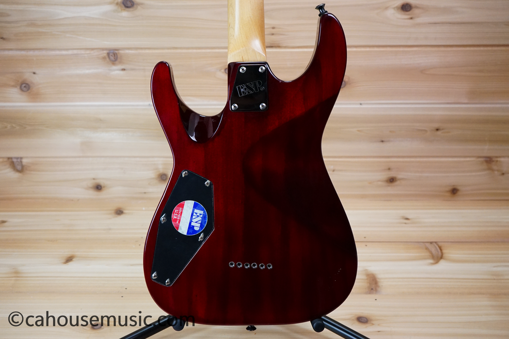 ESP LTD MH-100QM NT See Thru Black Cherry Electric Guitar Used