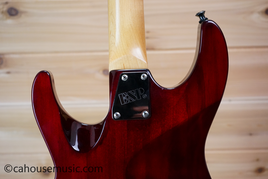 ESP LTD MH-100QM NT See Thru Black Cherry Electric Guitar Used