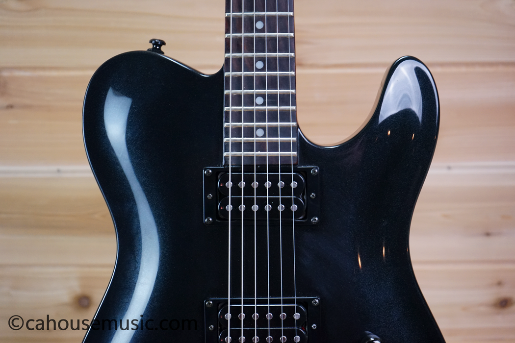 Squier Deluxe Double Fat Telecaster Electric Guitar Black Metallic Used
