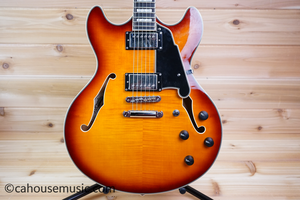 D'Angelico Premier DC Dark Iced Tea Burst Semi-Hollowbody Electric Guitar Used