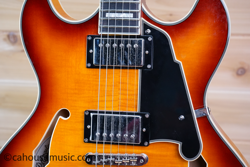 D'Angelico Premier DC Dark Iced Tea Burst Semi-Hollowbody Electric Guitar Used
