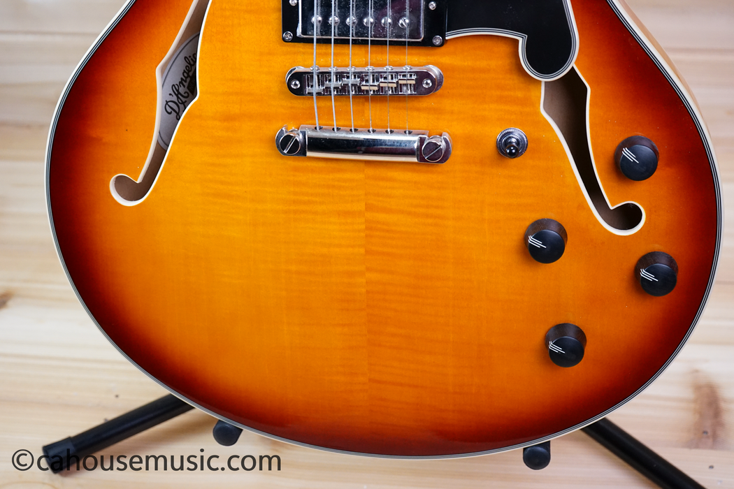 D'Angelico Premier DC Dark Iced Tea Burst Semi-Hollowbody Electric Guitar Used