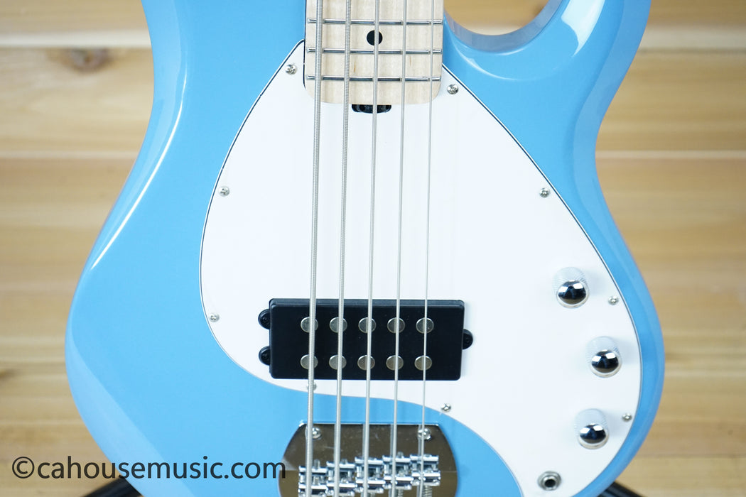 Sterling by Music Man SUB Series StingRay 5 String Bass Guitar Chopper Blue
