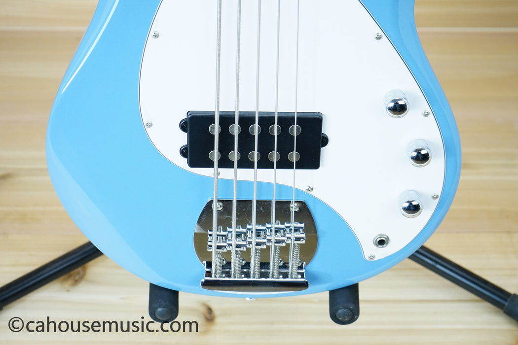 Sterling by Music Man SUB Series StingRay 5 String Bass Guitar Chopper Blue