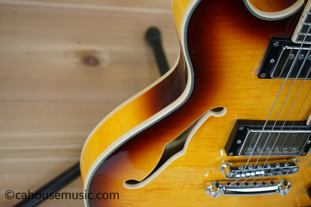 D'Angelico Premier Mini DC XT Semi-Hollow Electric Guitar Vintage Sunburst B-Stock