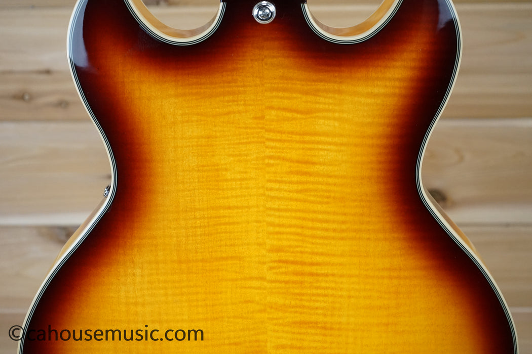 D'Angelico Premier Mini DC XT Semi-Hollow Electric Guitar Vintage Sunburst B-Stock