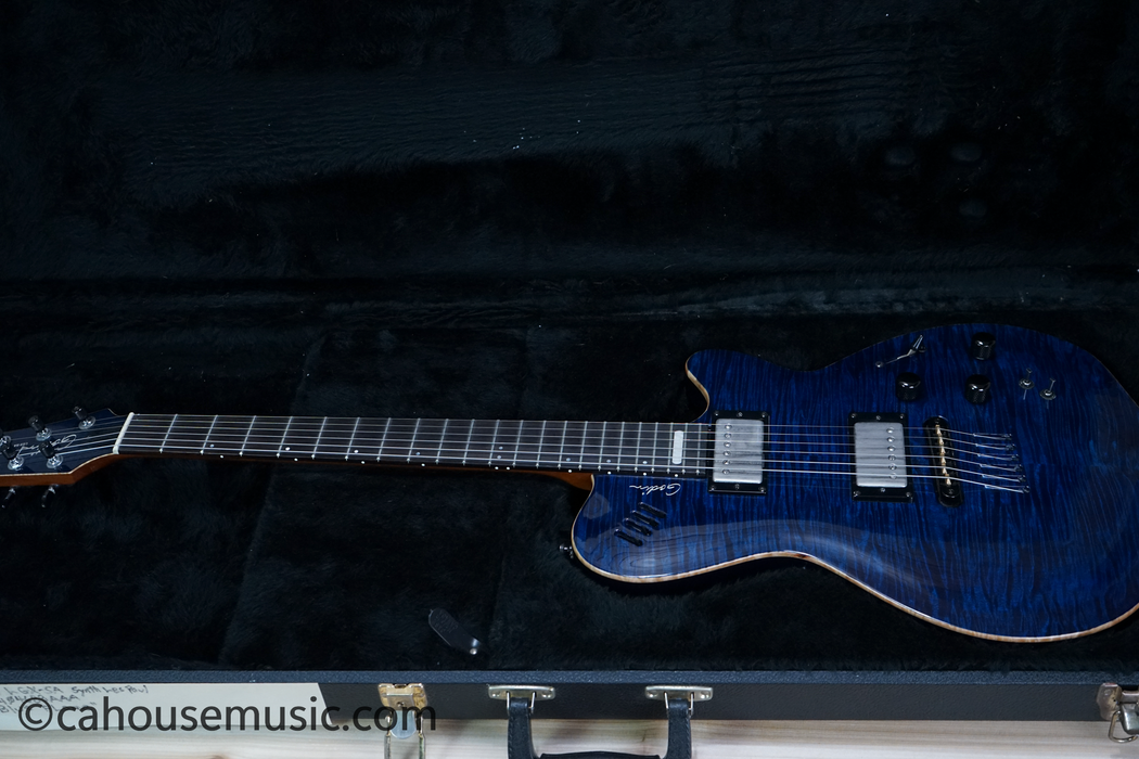 Godin LGX-SA Trans Blue Flame AAA Solid Body Electric Guitar Used