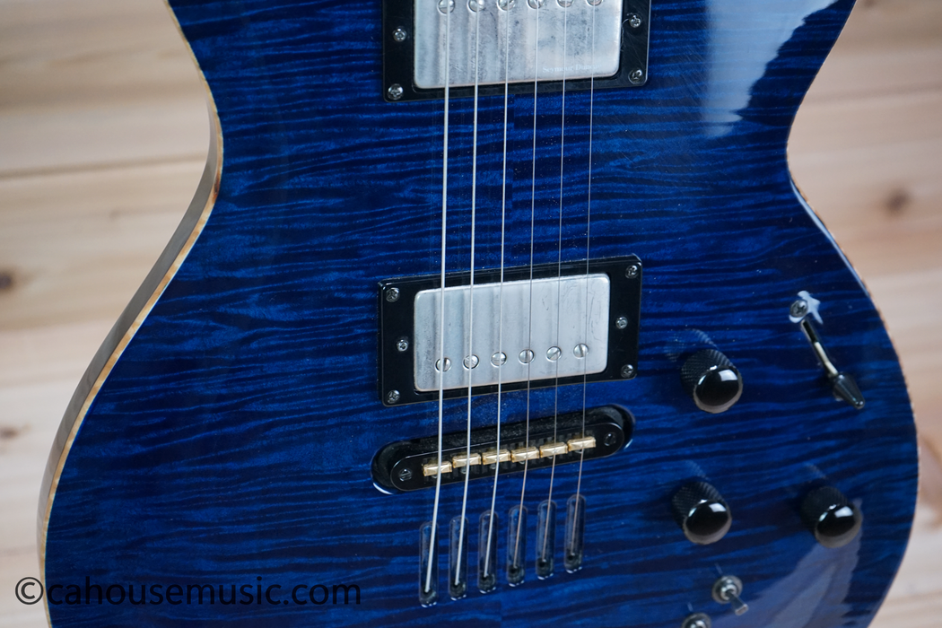 Godin LGX-SA Trans Blue Flame AAA Solid Body Electric Guitar Used
