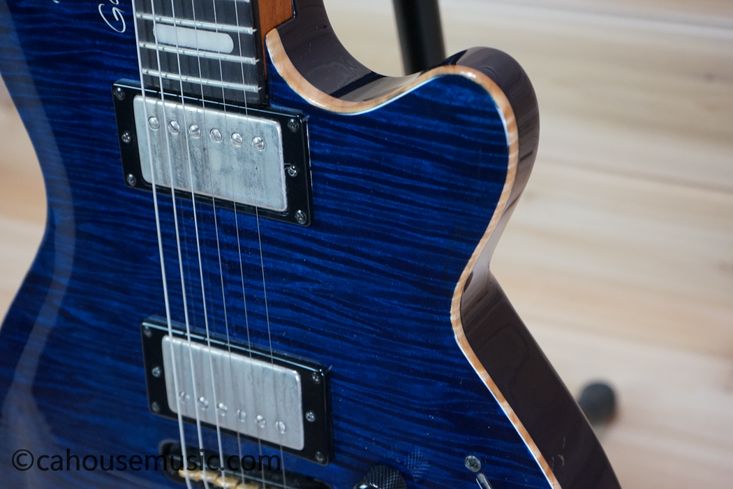 Godin LGX-SA Trans Blue Flame AAA Solid Body Electric Guitar Used