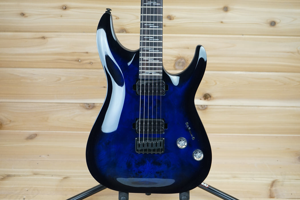 Schecter Omen Elite-6 See-Thru Blue Burst Solid Body Electric Guitar B-Stock