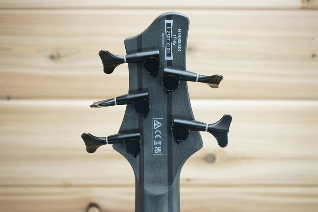 Ibanez BTB805MS 5-String Bass Guitar Transparent Gray Flat B-Stock