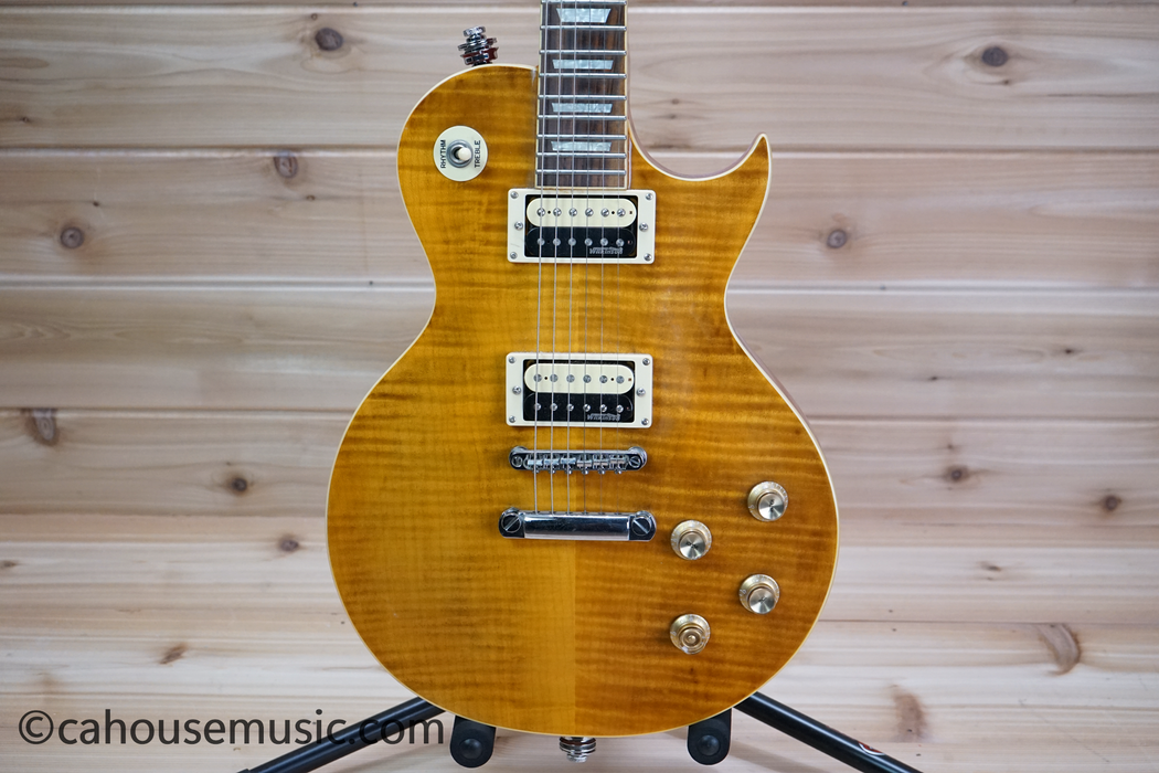 Vintage V100 AFD Paradise Single-Cut Electric Guitar Flamed Amber Used