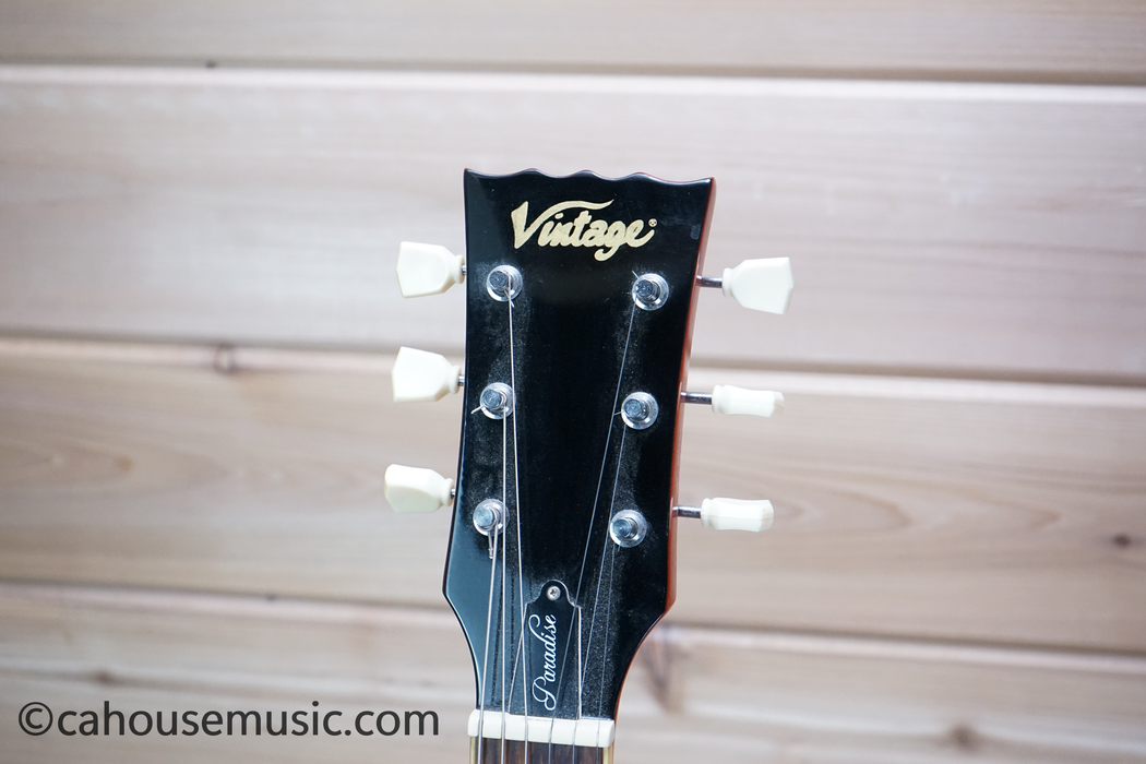 Vintage V100 AFD Paradise Single-Cut Electric Guitar Flamed Amber Used