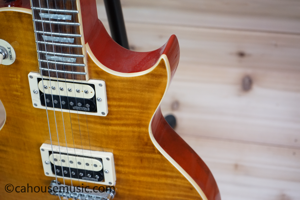 Vintage V100 AFD Paradise Single-Cut Electric Guitar Flamed Amber Used