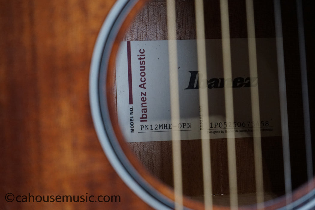 Ibanez PN12MHE Parlor Acoustic-Electric Guitar Open Pore Natural