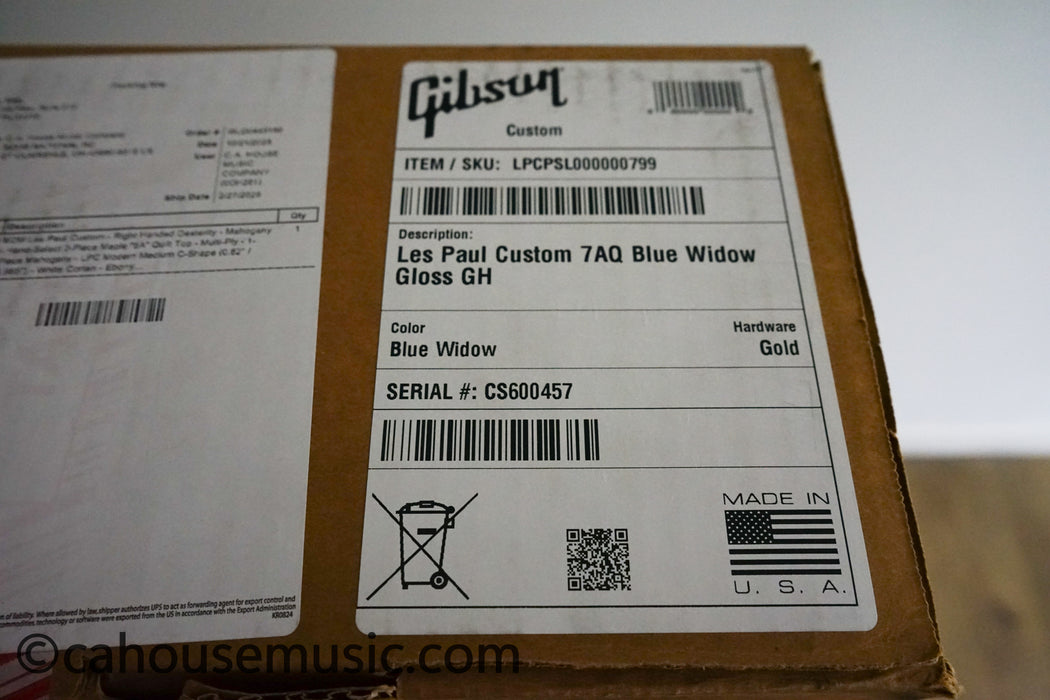 Gibson Custom Shop Special Order Les Paul Custom Figured 7A Quilt Top - Blue Widow