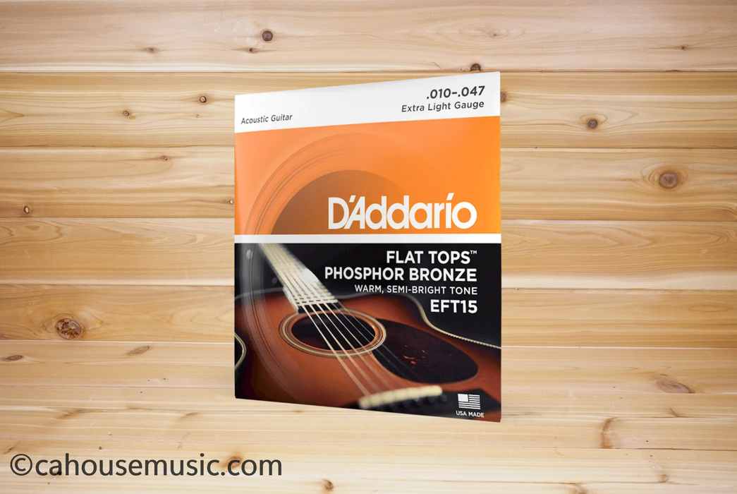 D'Addario Flat Tops Phosphor Bronze Acoustic Guitar Strings Extra Light 10-47