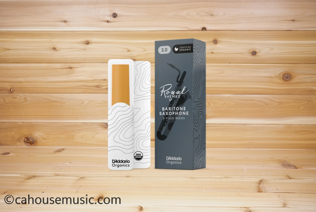 D'Addario Hemke Organic Baritone Saxophone Reeds Strength 2.0, 5-Pack