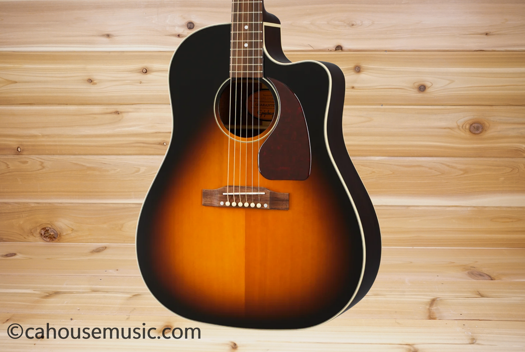 Epiphone Inspired by Gibson J-45 EC All-Solid Acoustic-Electric Guitar Aged Vintage Sunburst