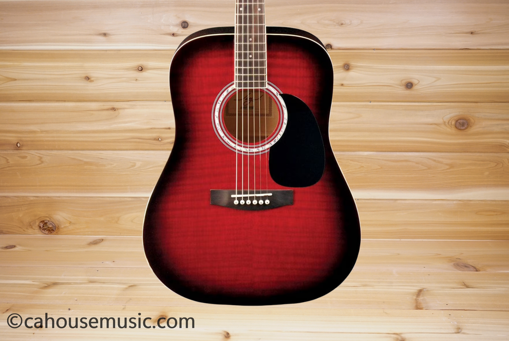 Jay Turser JJ-45F Series 3/4 Dreadnought Acoustic Guitar Pack Red Sunburst