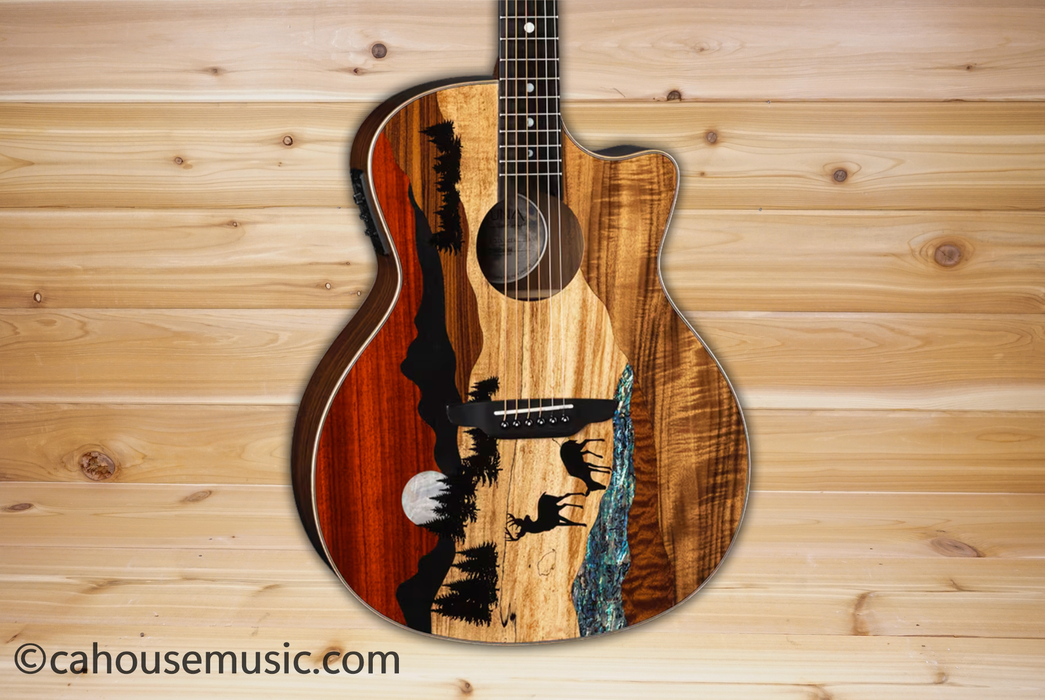 Luna Vista Deer Tropical Wood Grand Concert Acoustic-Electric Guitar