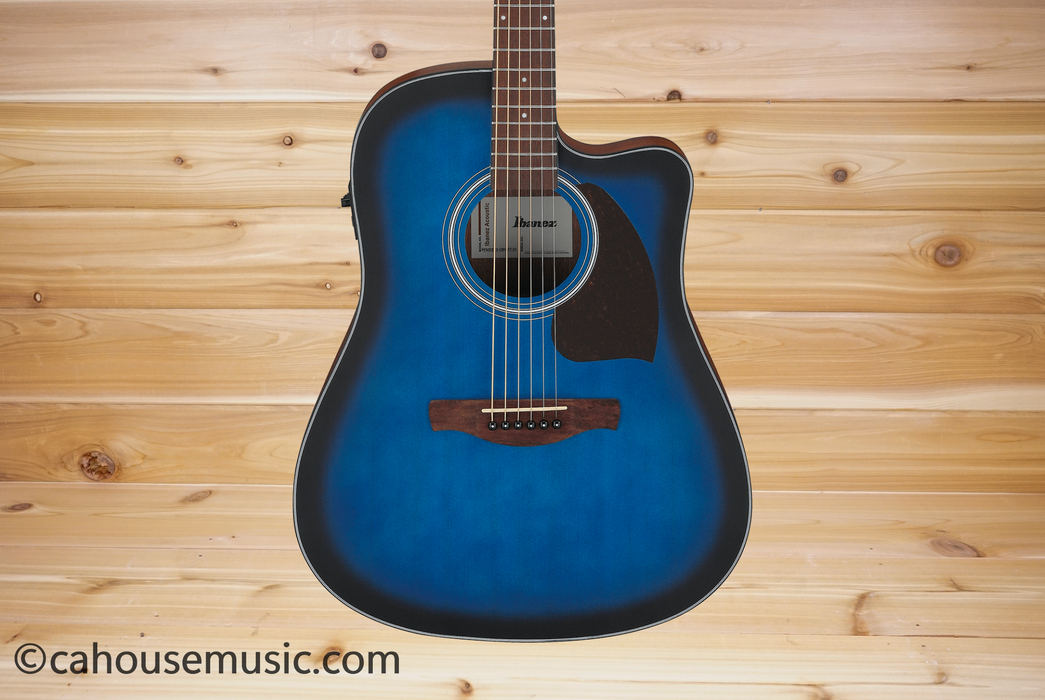 Ibanez PF50CE Cutaway Dreadnought Acoustic-Electric Guitar Open-Pore Trans Blue Sunburst