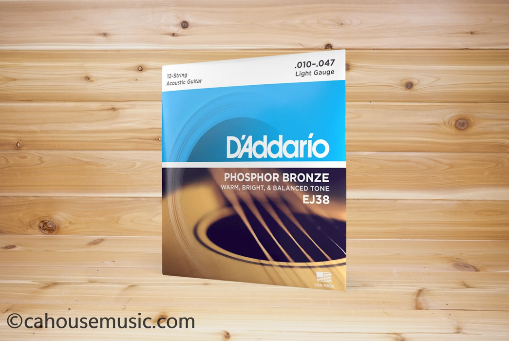 D'Addario EJ38 Phosphor Bronze 12-String Acoustic Guitar Strings