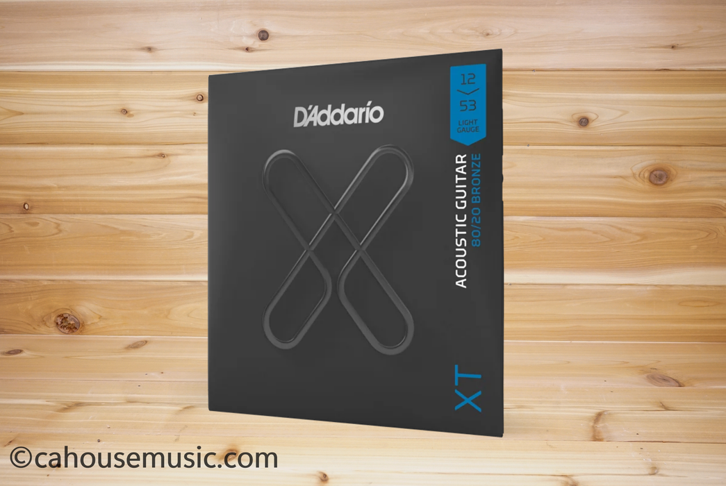 D'Addario XTABR1253 XT 80/20 Bronze Acoustic Guitar Strings, Regular Light 12-53