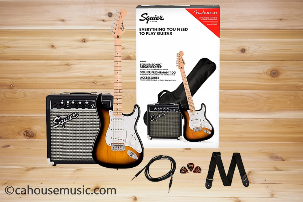 Squier Sonic Stratocaster Pack 2-Color Sunburst Stratocaster Electric Guitar Pack