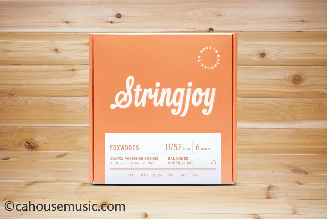Stringjoy Foxwoods Super Light Gauge (11-52) Coated Phosphor Bronze Acoustic Guitar Strings
