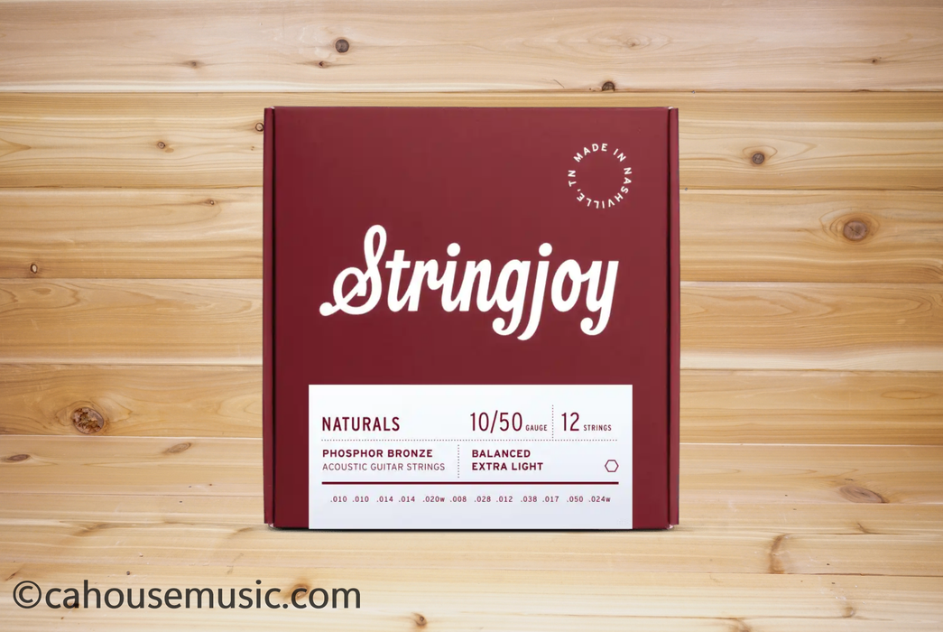 Stringjoy Naturals 12-String Extra Light Gauge (10-50) Phosphor Bronze Acoustic Guitar Strings