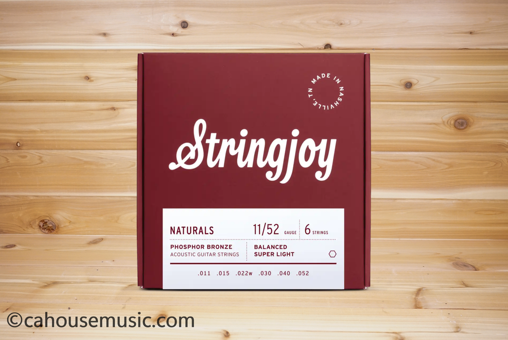 Stringjoy Naturals Super Light Gauge (11-52) Phosphor Bronze Acoustic Guitar Strings