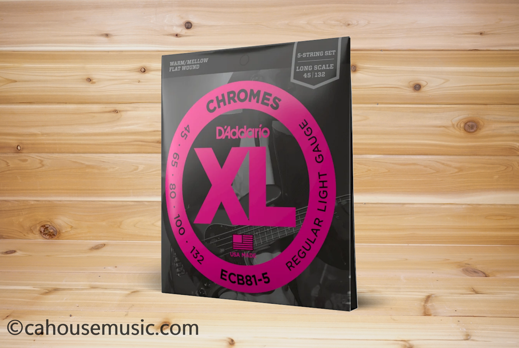 D'Addario ECB81-5 XL Chromes Flatwound 5-String Bass Strings
