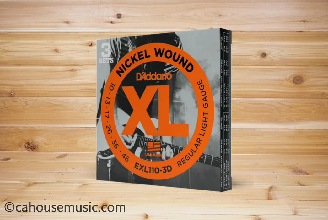 D'Addario EXL110-3D XL Nickel Wound Electric Guitar Strings 10-46 Regular Light 3-Pack